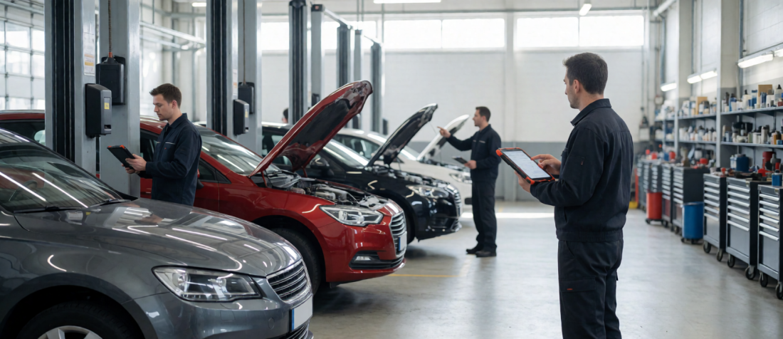 Software for car repair workshop, organized automotive warehouse with a manager